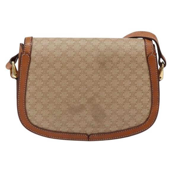 CELINE Macadam Canvas Shoulder Bag Beige Gold - Picture 3 of 12